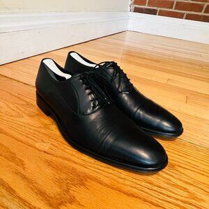 Bruno Magli Men 11 Derby Dress Shoes Black Leather Italy Bologna Made